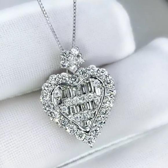 NEW 925 STERLING SILVER DIAMOND PENDANT NECKLACE, NICE NECKLACE, CUTE NECKLACE - Picture 5 of 8